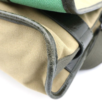 Dolce & Gabbana Logo Print Canvas Leather Messenger Shoulder Bag Khaki Silver — view 5