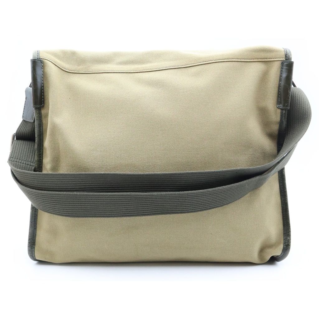 Dolce & Gabbana Logo Print Canvas Leather Messenger Shoulder Bag Khaki Silver — view 2