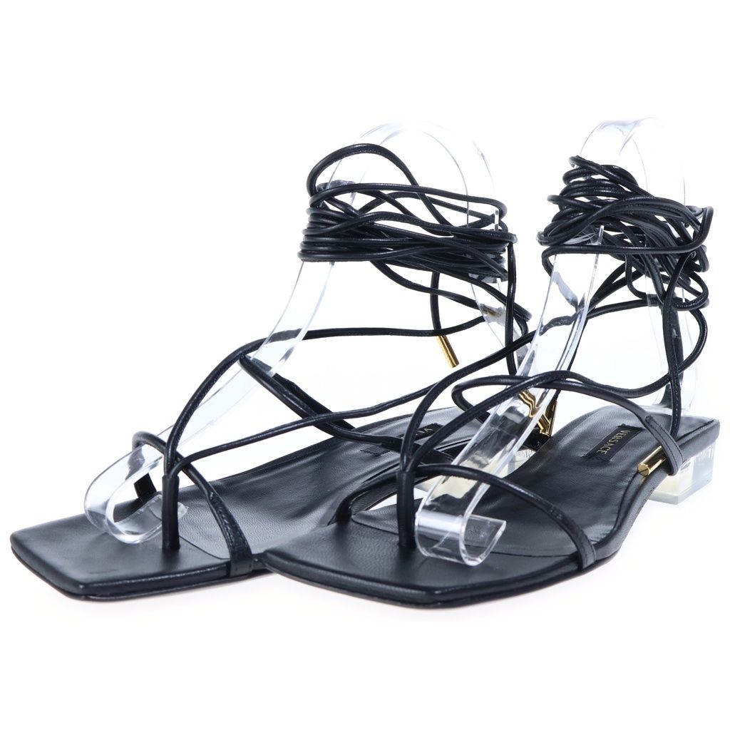 Versace Lace-up Sandals Leather Black