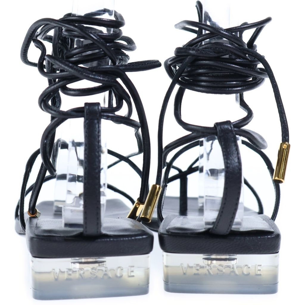 Versace Lace-up Sandals Leather Black — view 3
