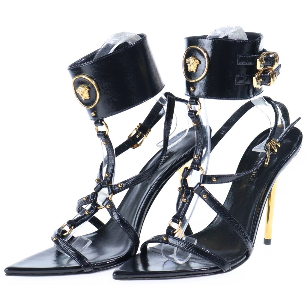 Versace Medusa Leather Sandals Black