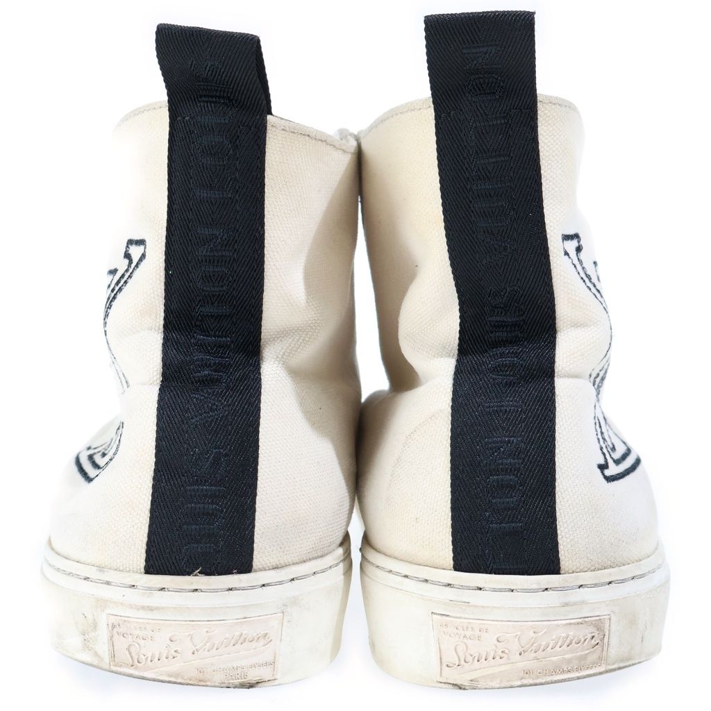 Louis Vuitton Tattoo Line High Top Sneakers Monogram Embroidery Logo White — view 3