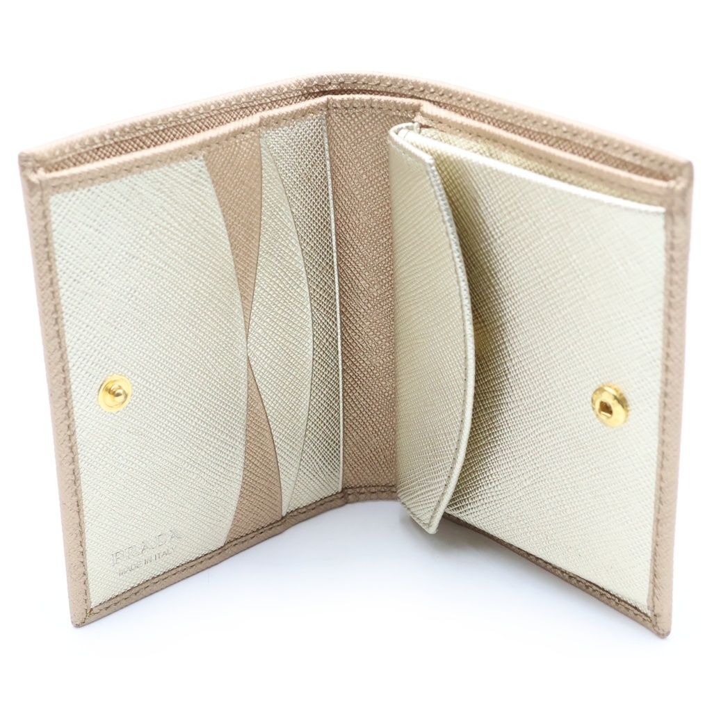 Prada Saffiano Bifold Wallet Gold Leather — view 4