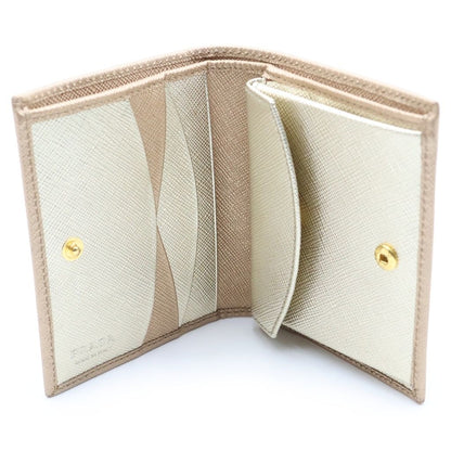Prada Saffiano Bifold Wallet Gold Leather — view 4