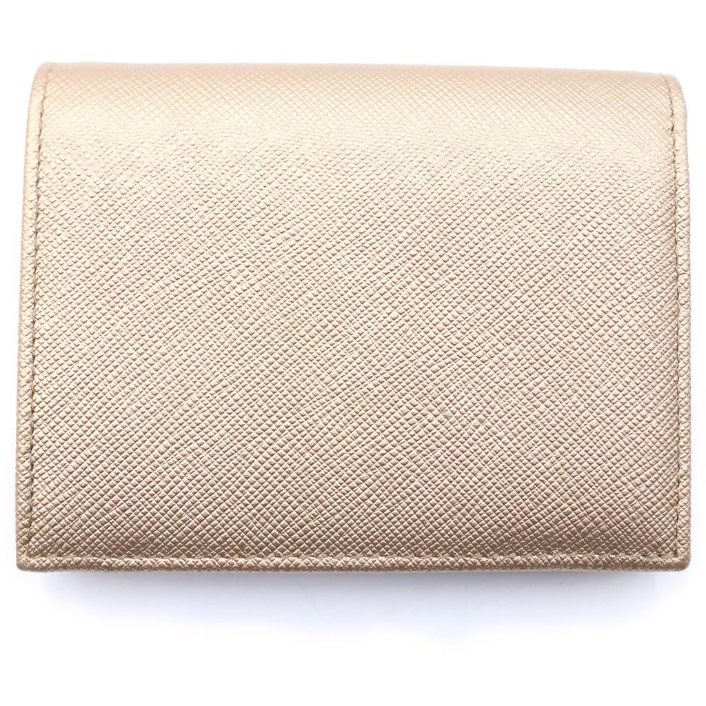 Prada Saffiano Bifold Wallet Gold Leather — view 2