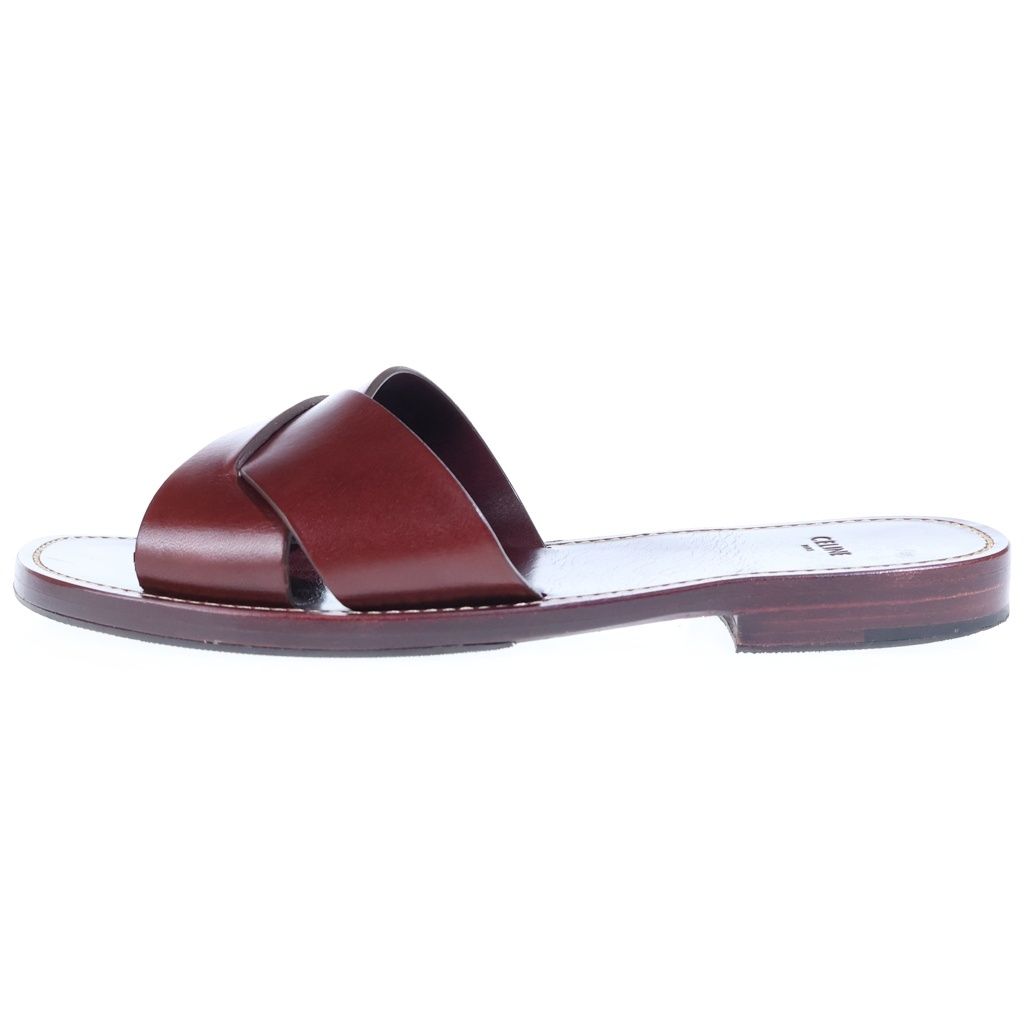 Celine Leather Flat Sandals Bordeaux — view 2