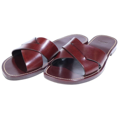 Celine Leather Flat Sandals Bordeaux