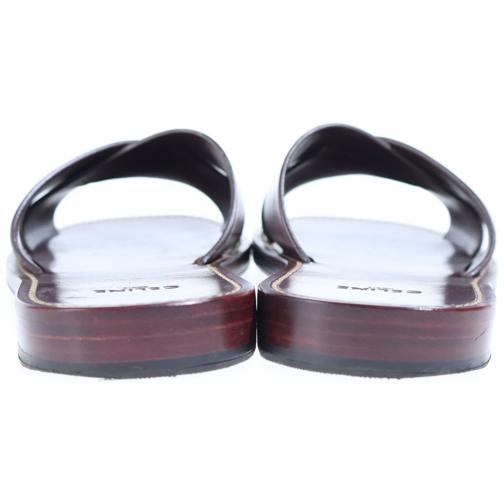 Celine Leather Flat Sandals Bordeaux — view 3