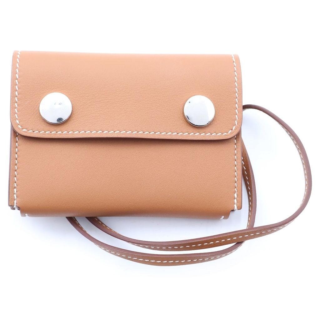 Hermes Snap Card Case Charm Gold Silver Swift