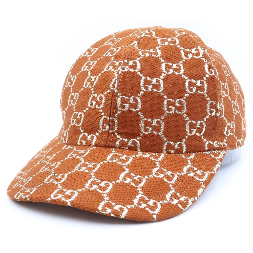 Gucci GG Glitter Baseball Cap Hat Logo Wool Nylon Brown