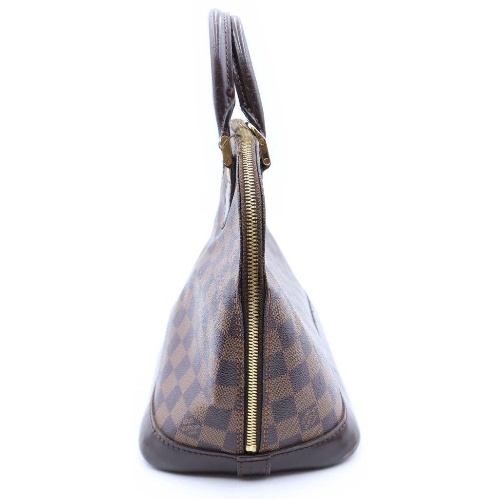 Louis Vuitton Damier Alma PM Handbag Brown Leather Gold — view 3