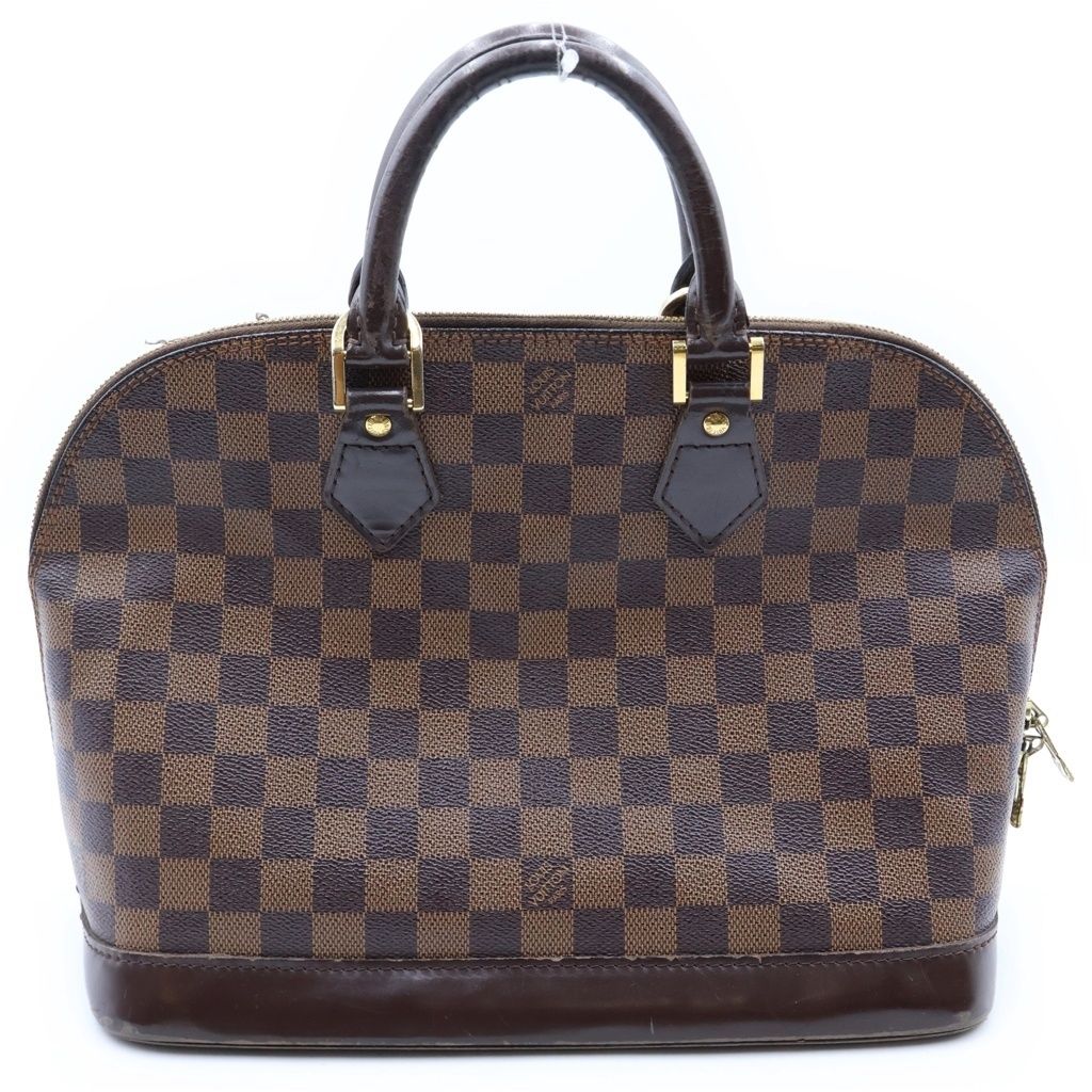 Louis Vuitton Damier Alma PM Handbag Brown Leather Gold