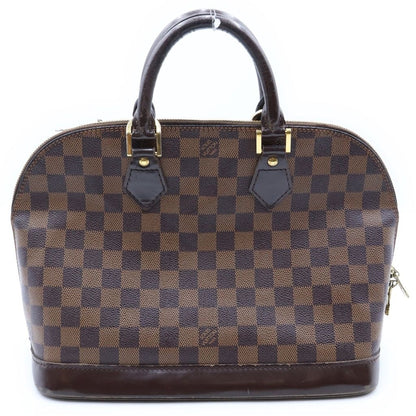 Louis Vuitton Damier Alma PM Handbag Brown Leather Gold