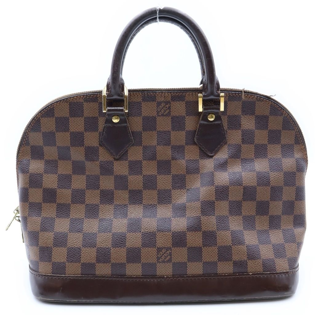 Louis Vuitton Damier Alma PM Handbag Brown Leather Gold — view 2