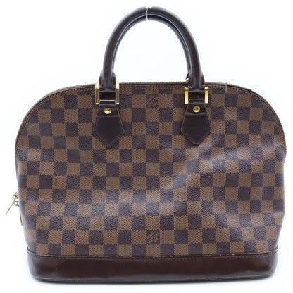 Louis Vuitton Damier Alma PM Handbag Brown Leather Gold — view 2