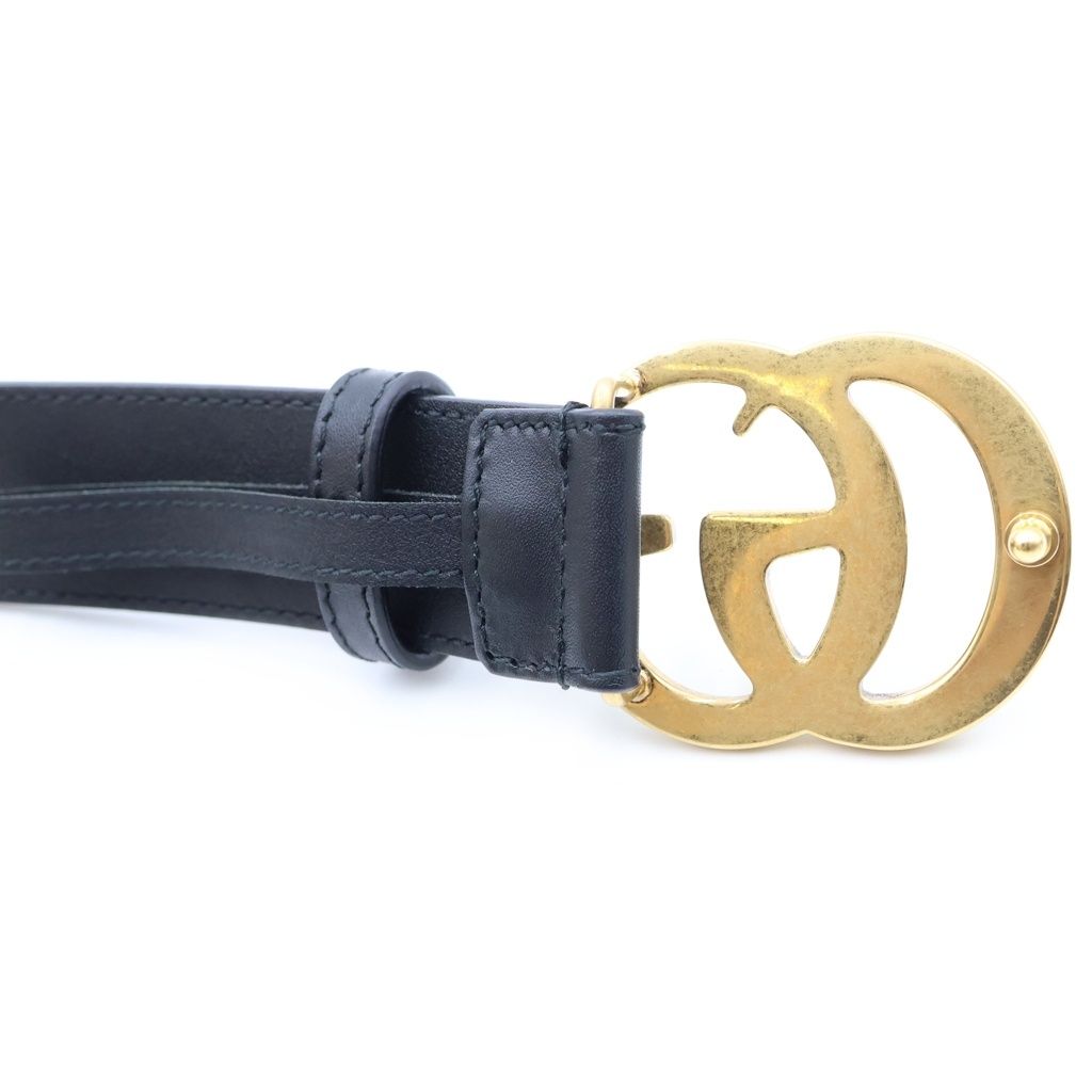 Gucci GG Buckle Leather Belt Black Gold — view 6
