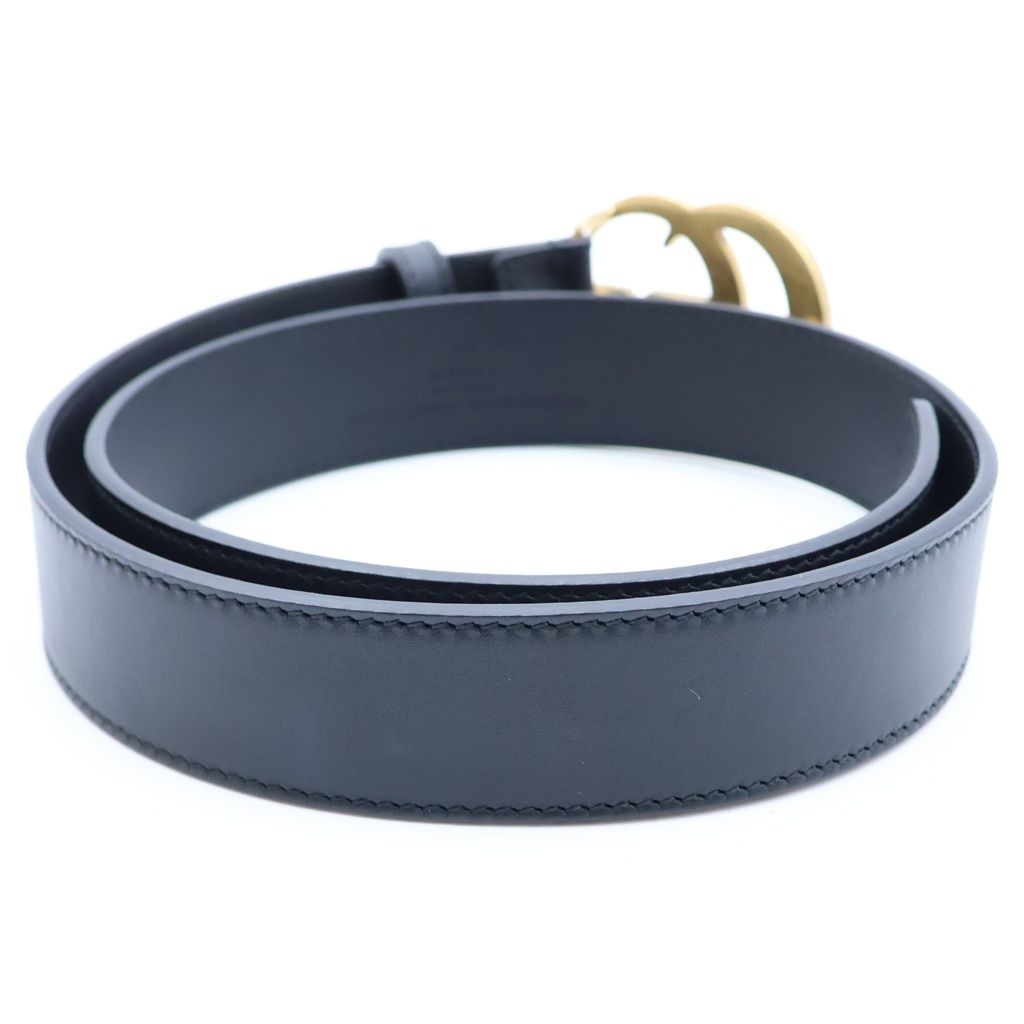 Gucci GG Buckle Leather Belt Black Gold — view 2
