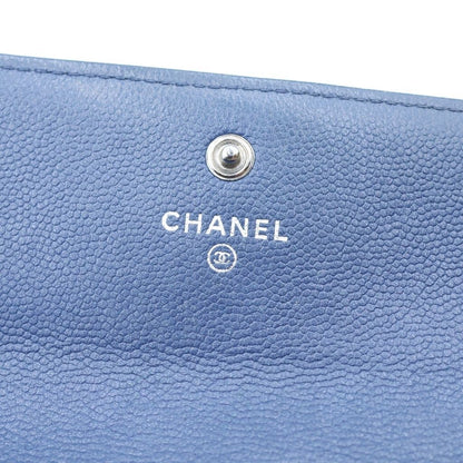 Chanel Boy Bifold Wallet Card Case Blue Navy Caviar Leather Gunmetal — view 6