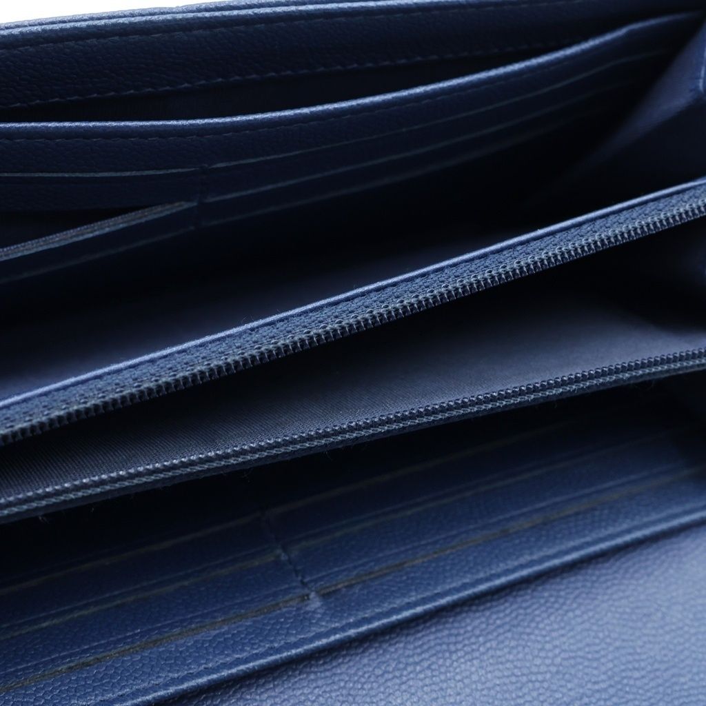 Chanel Boy Bifold Wallet Card Case Blue Navy Caviar Leather Gunmetal — view 5
