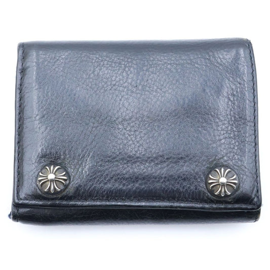 Chrome Hearts Cross Ball Button Leather Wallet Black
