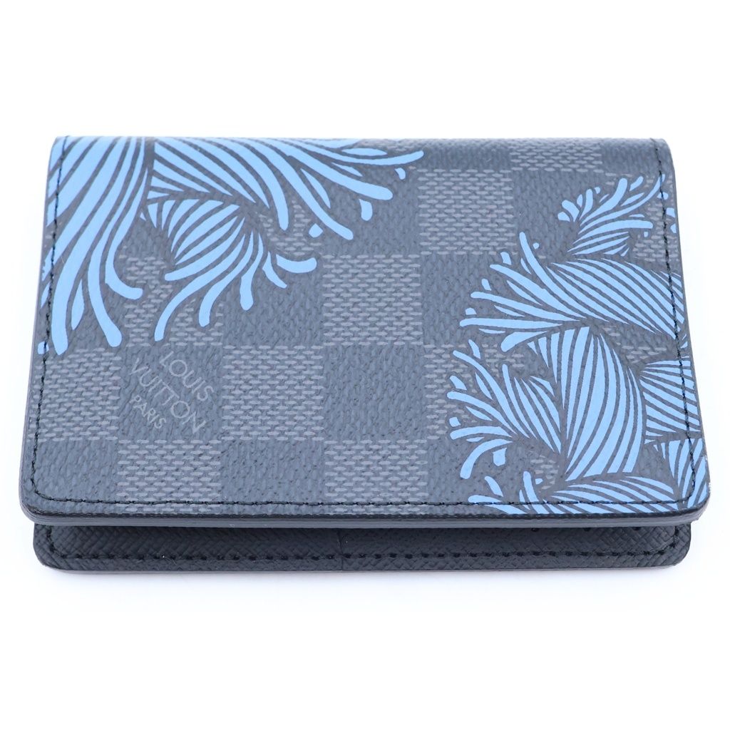 Louis Vuitton Damier Pocket Organizer Leather Card Case Black