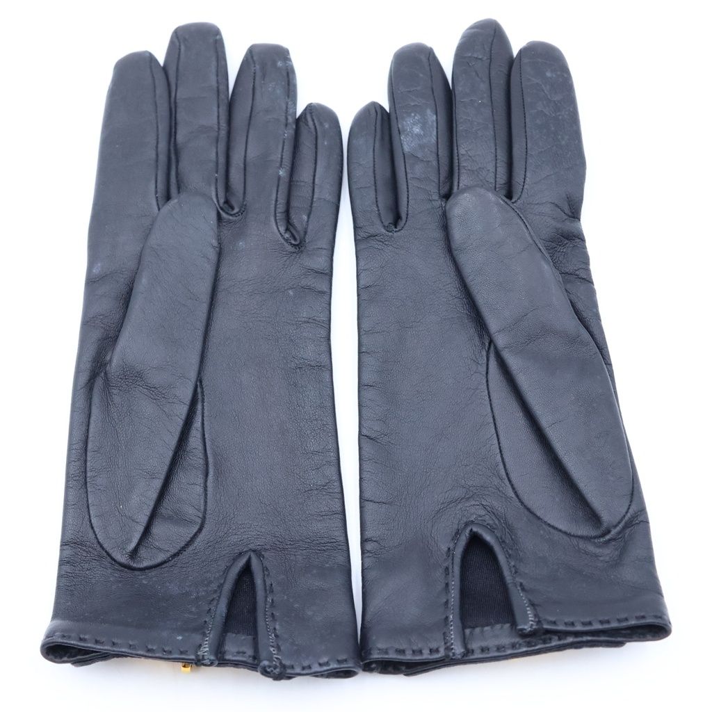 Hermes Kelly Decorative Leather Gloves Gold Black — view 2
