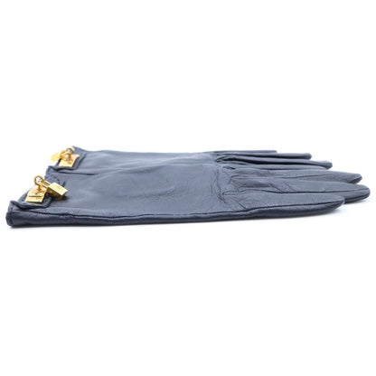 Hermes Kelly Decorative Leather Gloves Gold Black — view 3