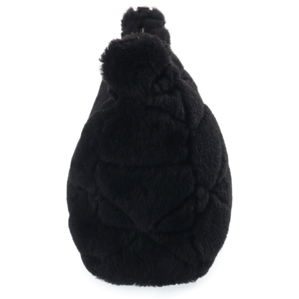 Prada Triangle Logo Quilted Sheep Fur Body Shoulder Bag Fleece Black — view 3