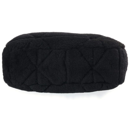 Prada Triangle Logo Quilted Sheep Fur Body Shoulder Bag Fleece Black — view 4