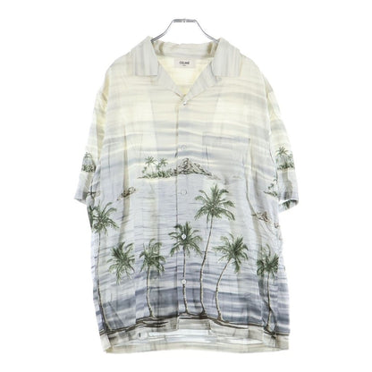 Celine Hawaiian Shirt in Rayon Loose Fit Short Sleeve White