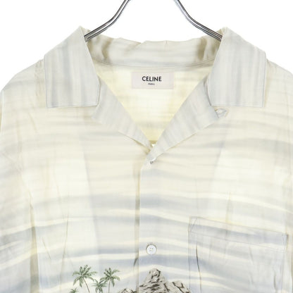 Celine Hawaiian Shirt in Rayon Loose Fit Short Sleeve White — view 3