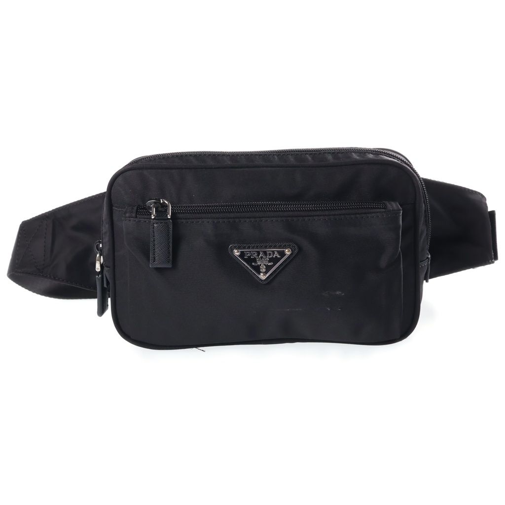Prada Re-Nylon Saffiano Leather Belt Shoulder Bag Black