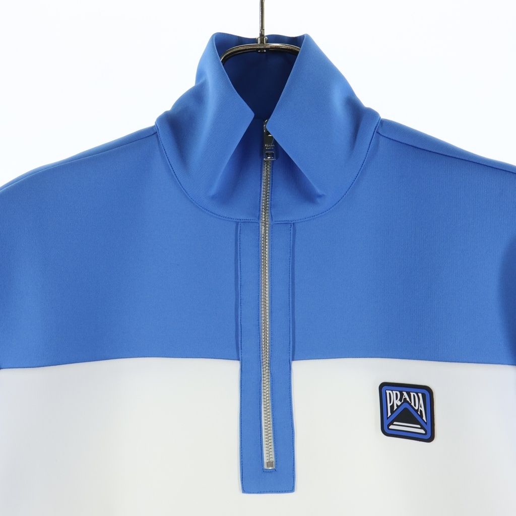 Prada Rubber Logo Half Zip Top White Blue — view 3