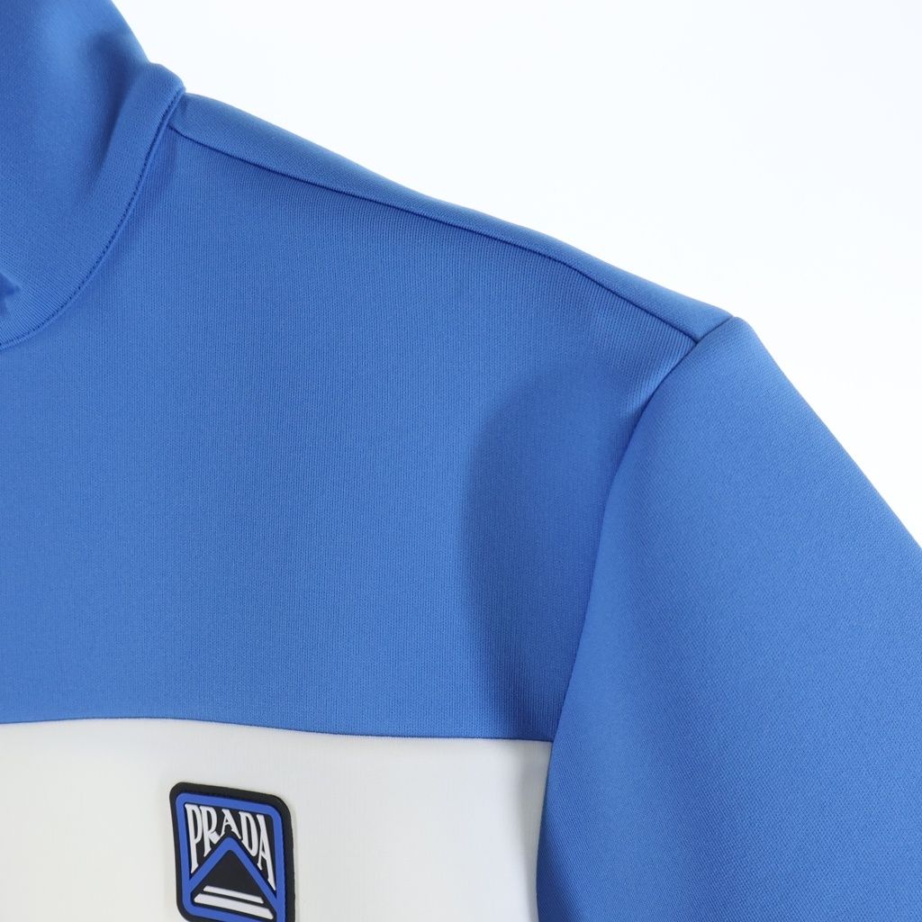 Prada Rubber Logo Half Zip Top White Blue — view 5