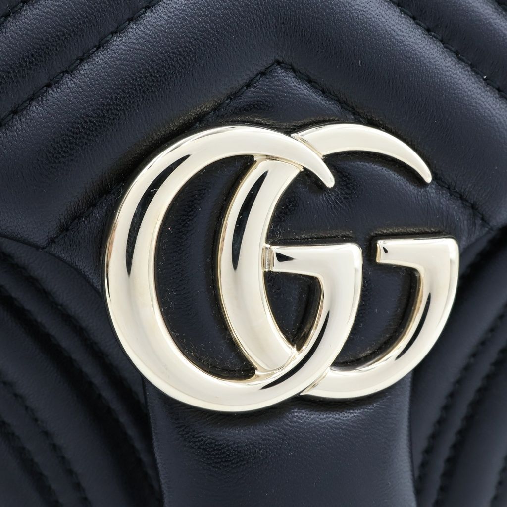 Gucci GG Marmont Medium 2-Way Chain Shoulder Bag Black Leather Gold — view 7