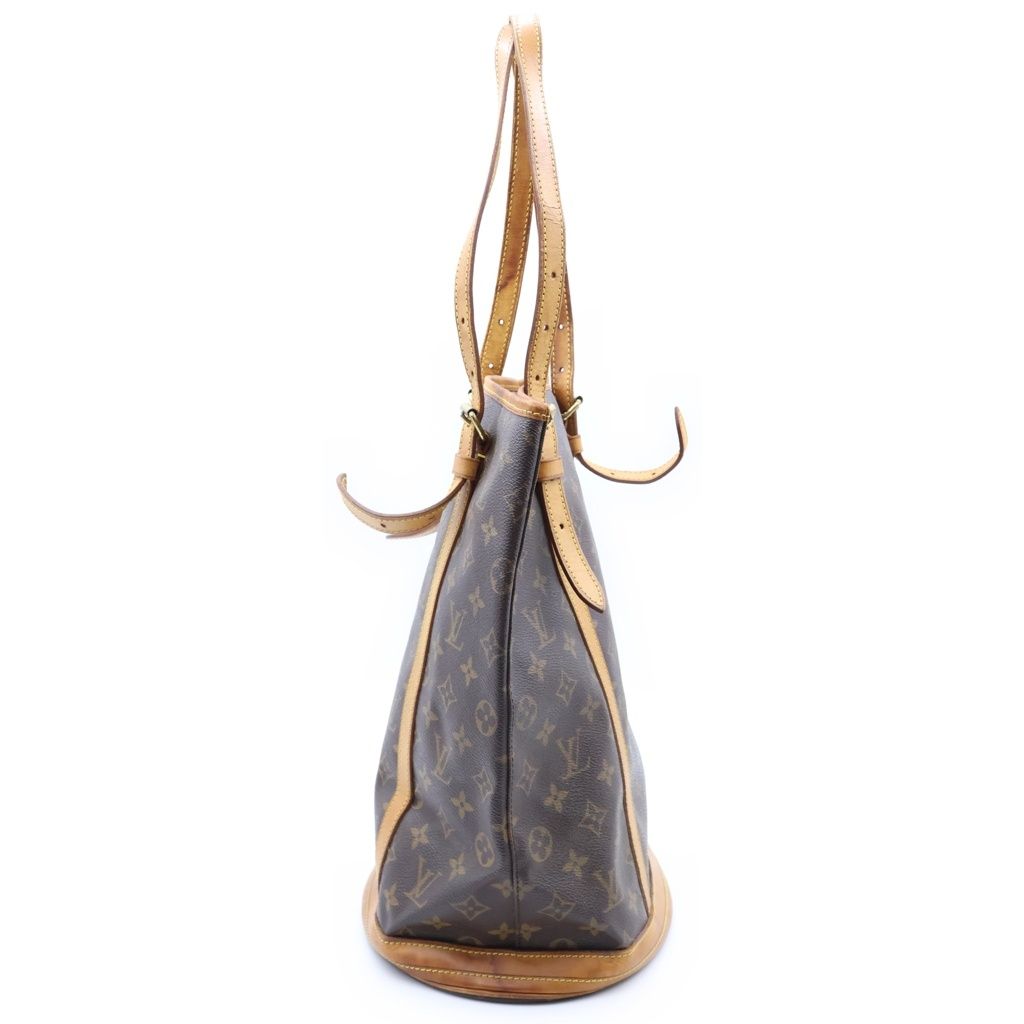 Louis Vuitton Monogram Bucket GM Tote Bag Brown Leather Gold — view 3