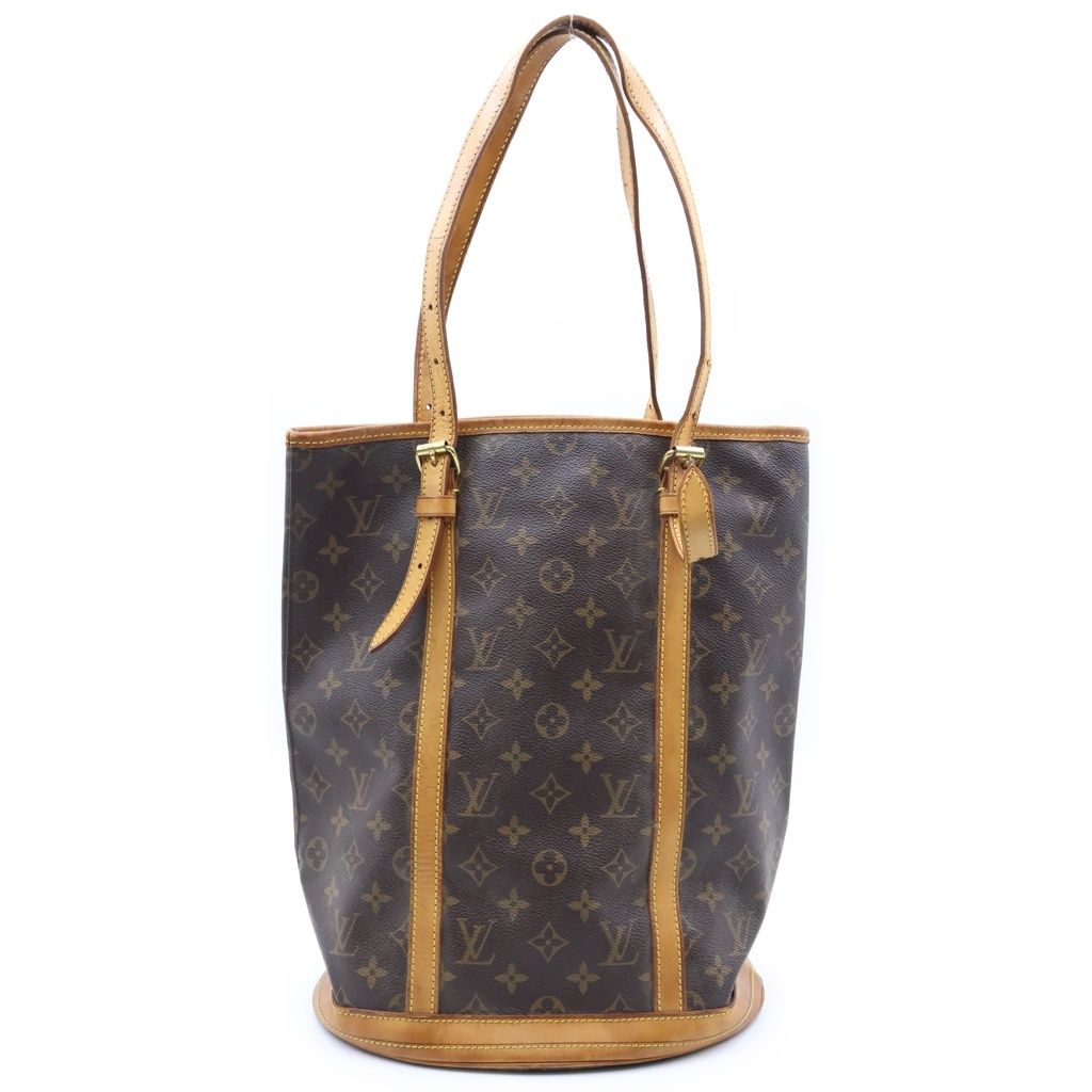 Louis Vuitton Monogram Bucket GM Tote Bag Brown Leather Gold — view 2