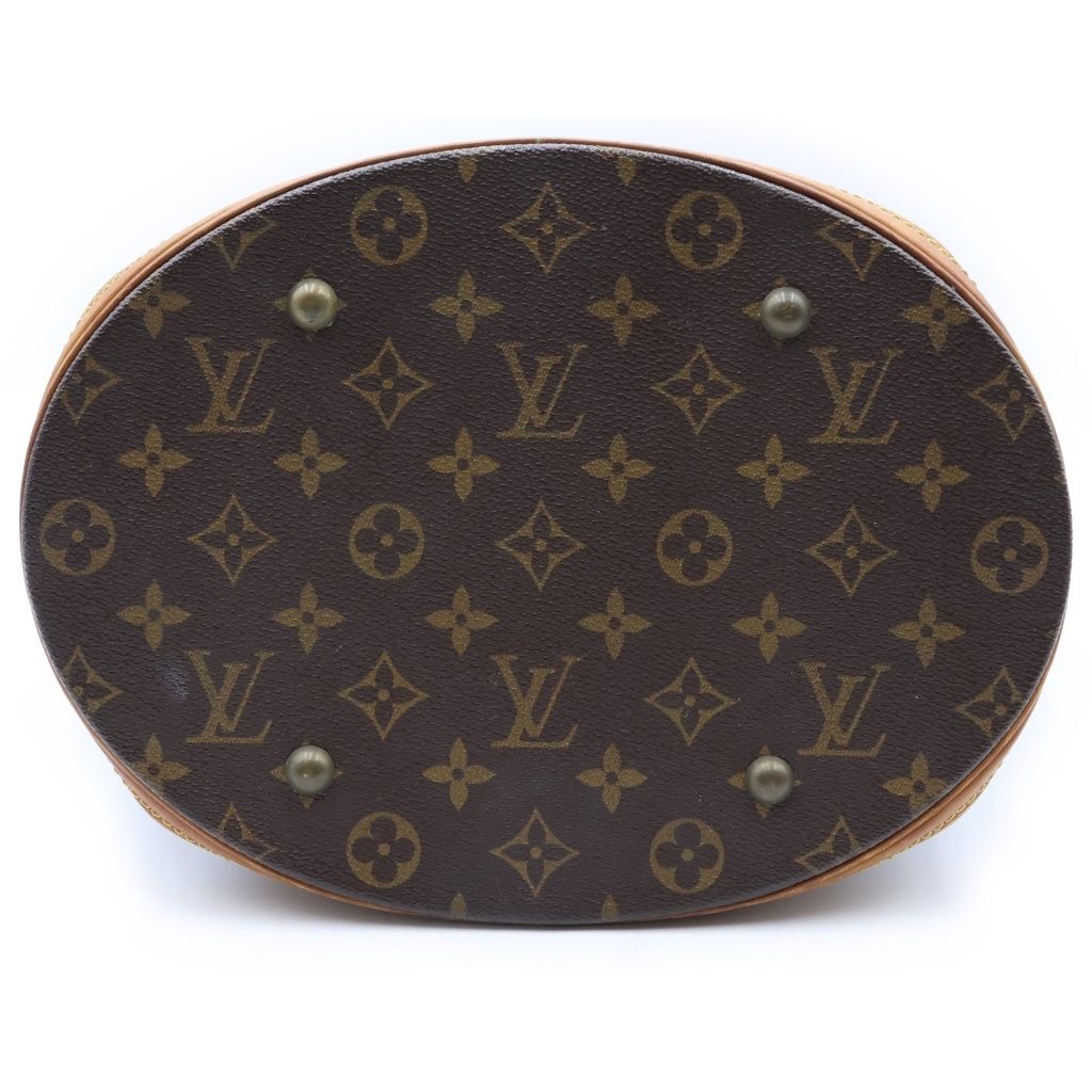 Louis Vuitton Monogram Bucket GM Tote Bag Brown Leather Gold — view 4