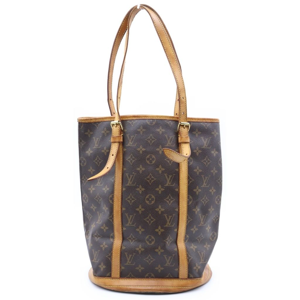Louis Vuitton Monogram Bucket GM Tote Bag Brown Leather Gold