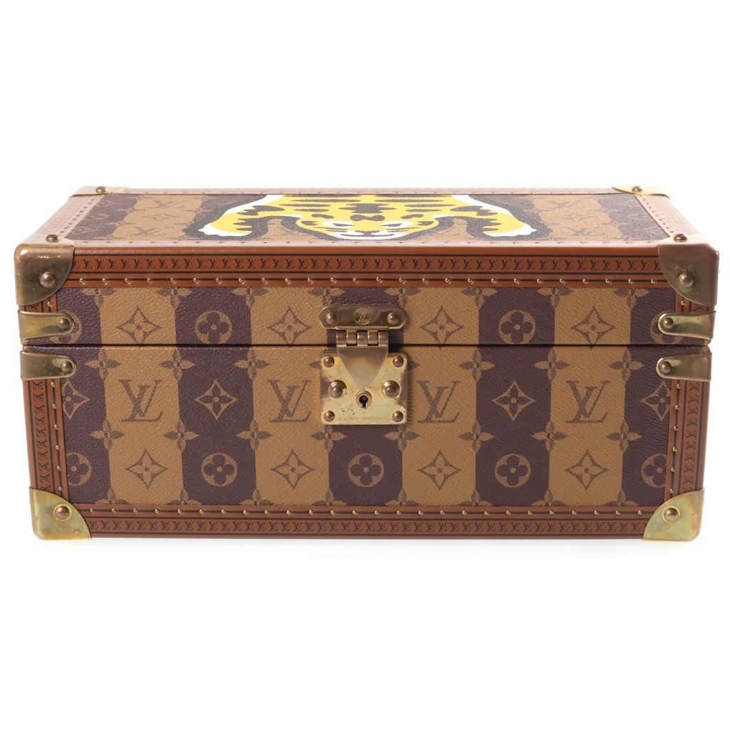Louis Vuitton NIGO Monogram Stripe LV Squared Coffret Accessoires in Pouch Brown