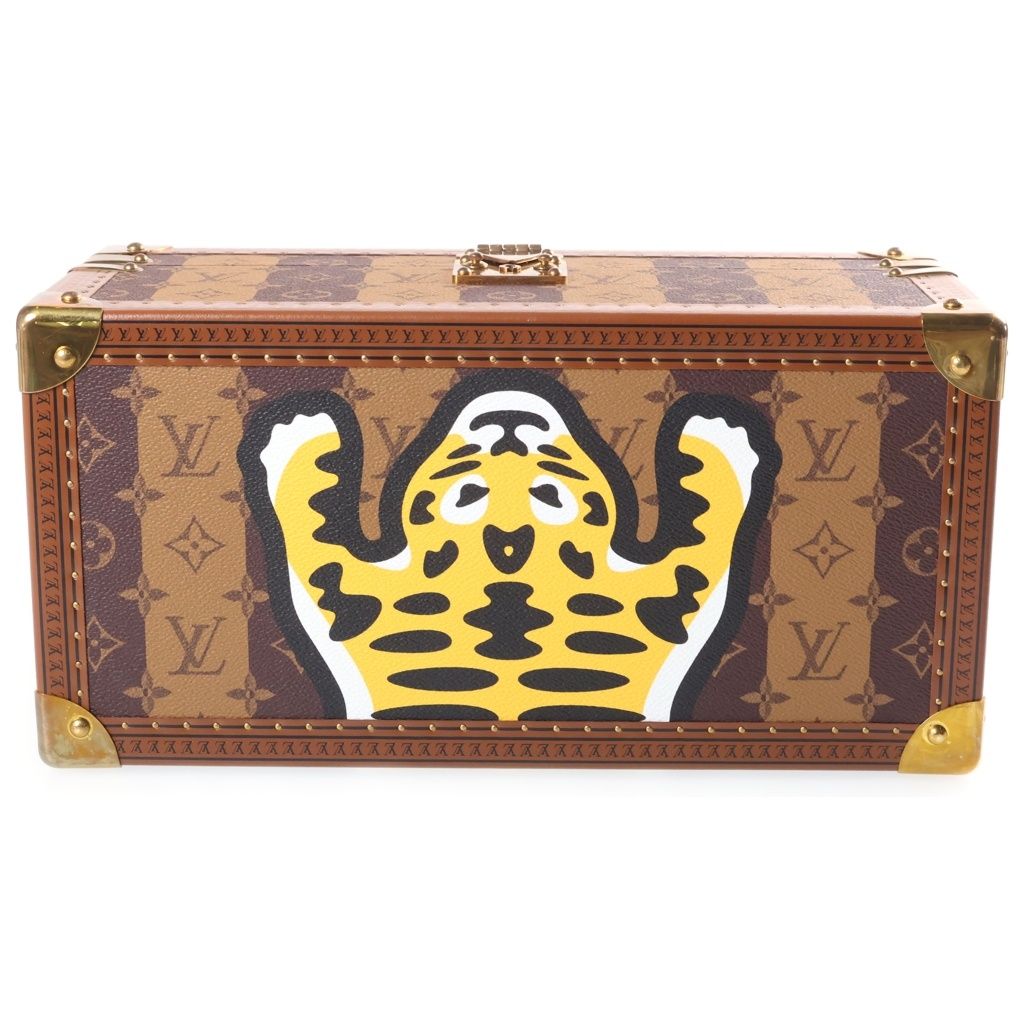 Louis Vuitton NIGO Monogram Stripe LV Squared Coffret Accessoires in Pouch Brown — view 4