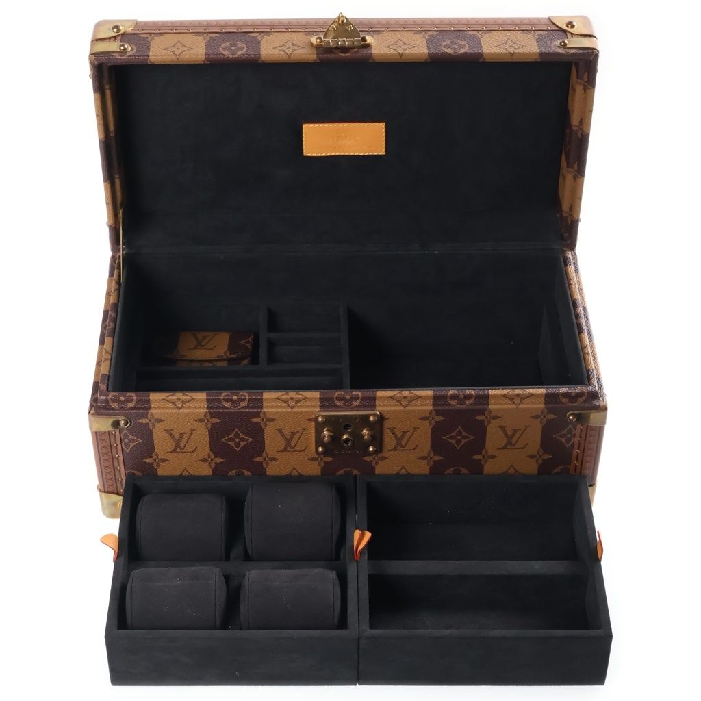 Louis Vuitton NIGO Monogram Stripe LV Squared Coffret Accessoires in Pouch Brown — view 6