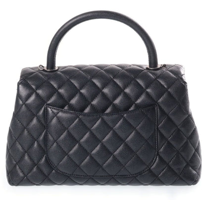 Chanel Quilted Coco Handle Chain Shoulder 2-Way Handbag Silver Caviar Leather — view 2