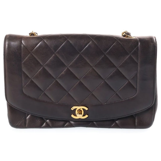 Chanel Diana 25 S Flap S Chain Shoulder Bag Black Lambskin