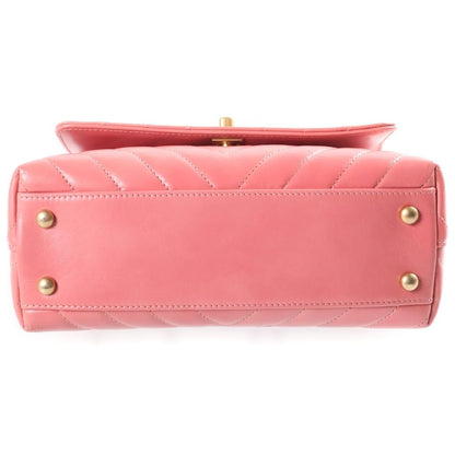 Chanel Coco Handle Shoulder Bag Leather V-stitch Gold Pink — view 4