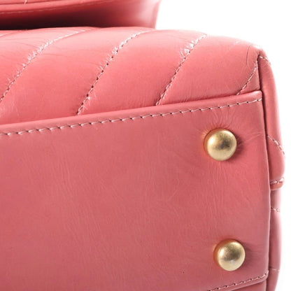 Chanel Coco Handle Shoulder Bag Leather V-stitch Gold Pink — view 6