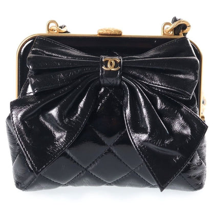 Chanel Ribbon Chain Kiss Lock Bag Black