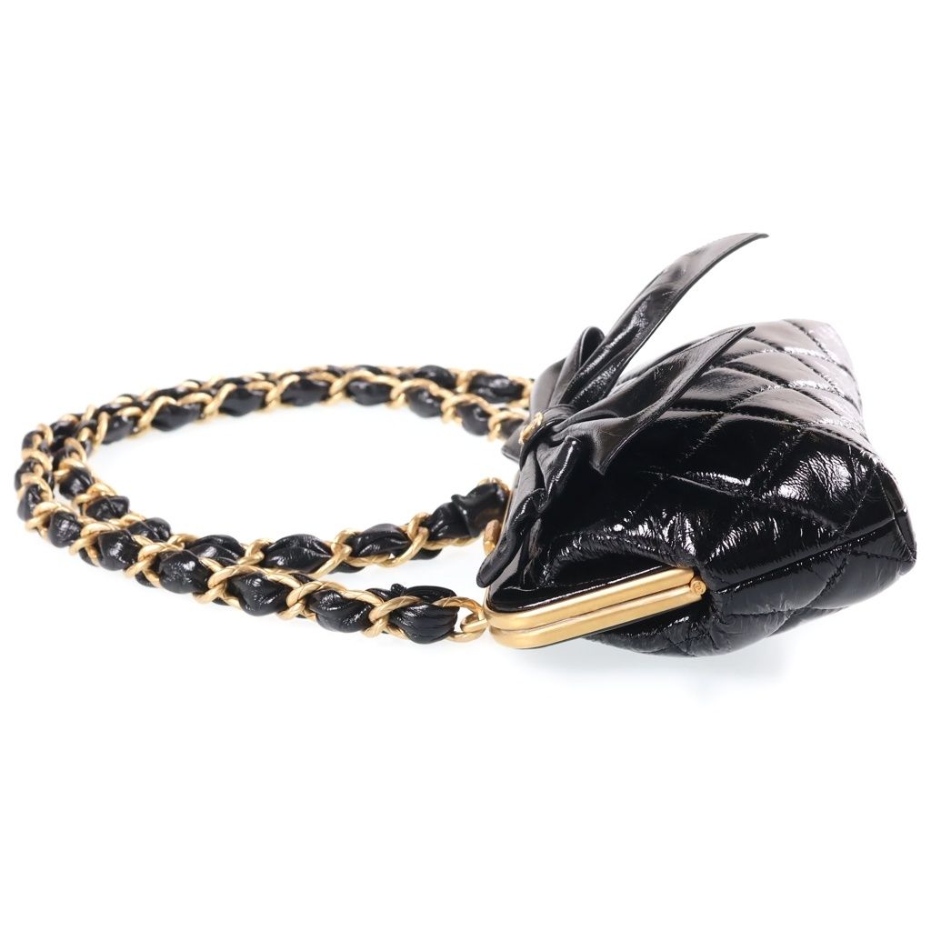 Chanel Ribbon Chain Kiss Lock Bag Black — view 3