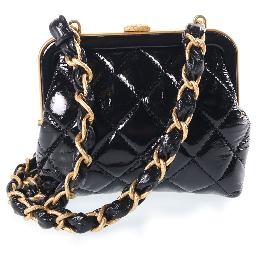 Chanel Ribbon Chain Kiss Lock Bag Black — view 2