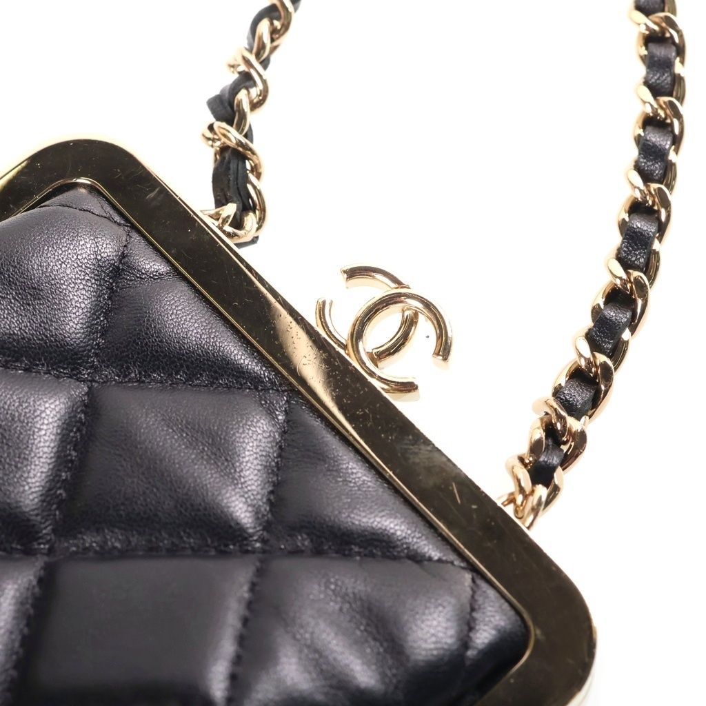Chanel Quilted Mini Clutch Black Plastic Lambskin — view 6